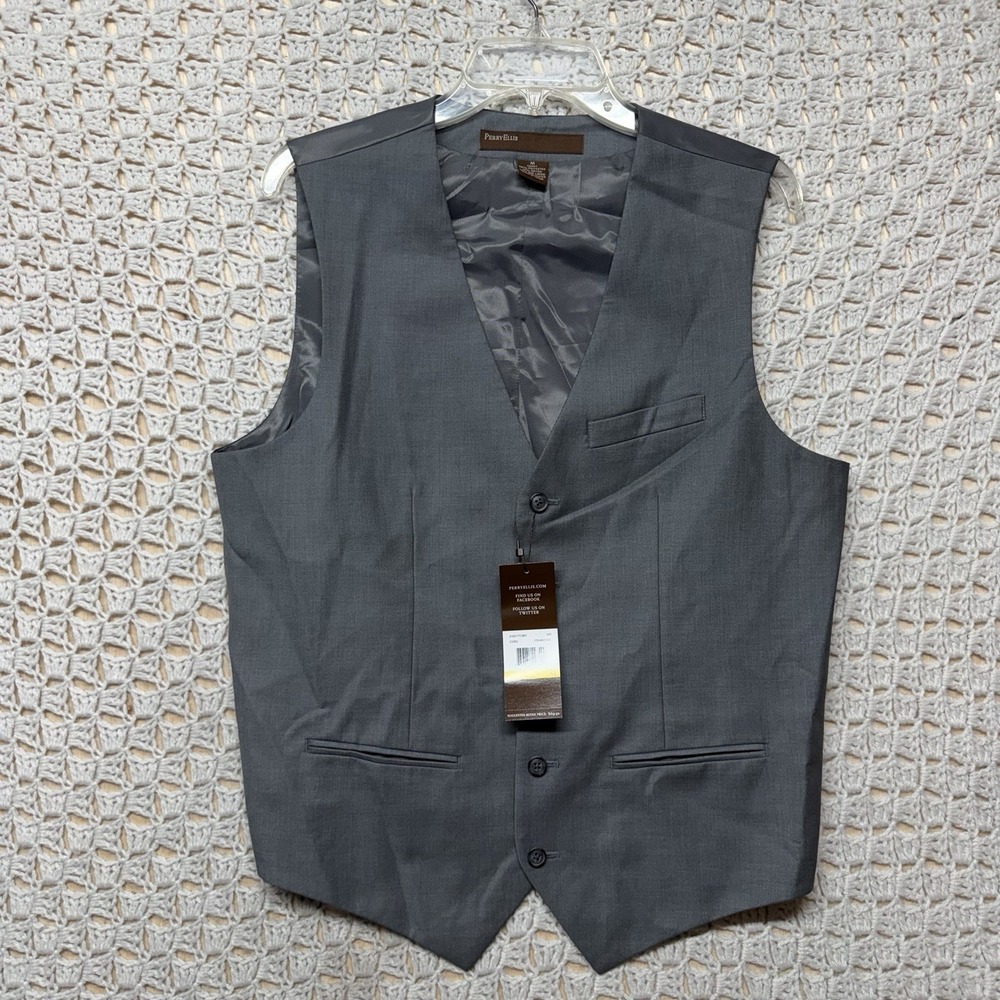 Perry Ellis‎ Suit Waistcoat Vest Mens Sz M Gray Coat Tuxedo Formal Wedding  NWT